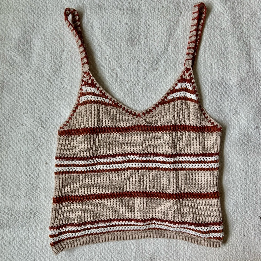 American Eagle Striped Crochet Tank